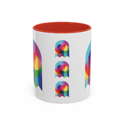Rainbow Geometric Ghost Coffee Mug – Colorful Retro Pop Art Accent Mug (11/15oz)