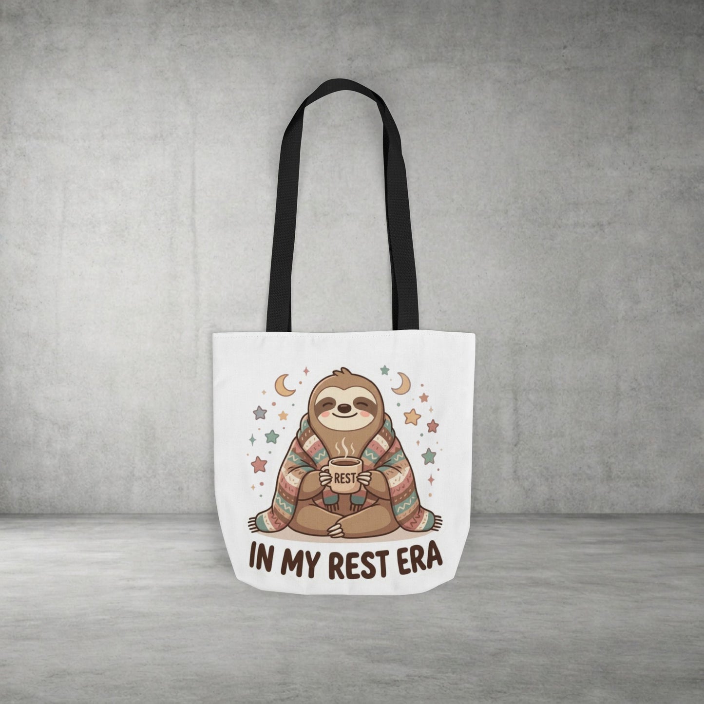 Tote Bag — 'In My Rest Era' Cute Sloth Canvas Tote for Cozy Self-Care Gifts