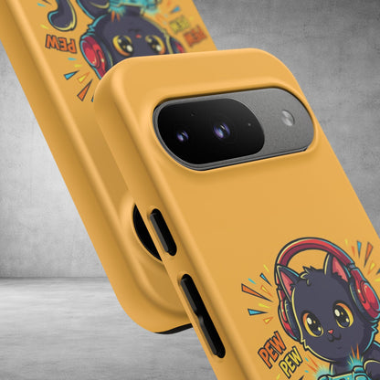 Cute Gamer Cat Phone Case - 'Pew Pew' Controller Design