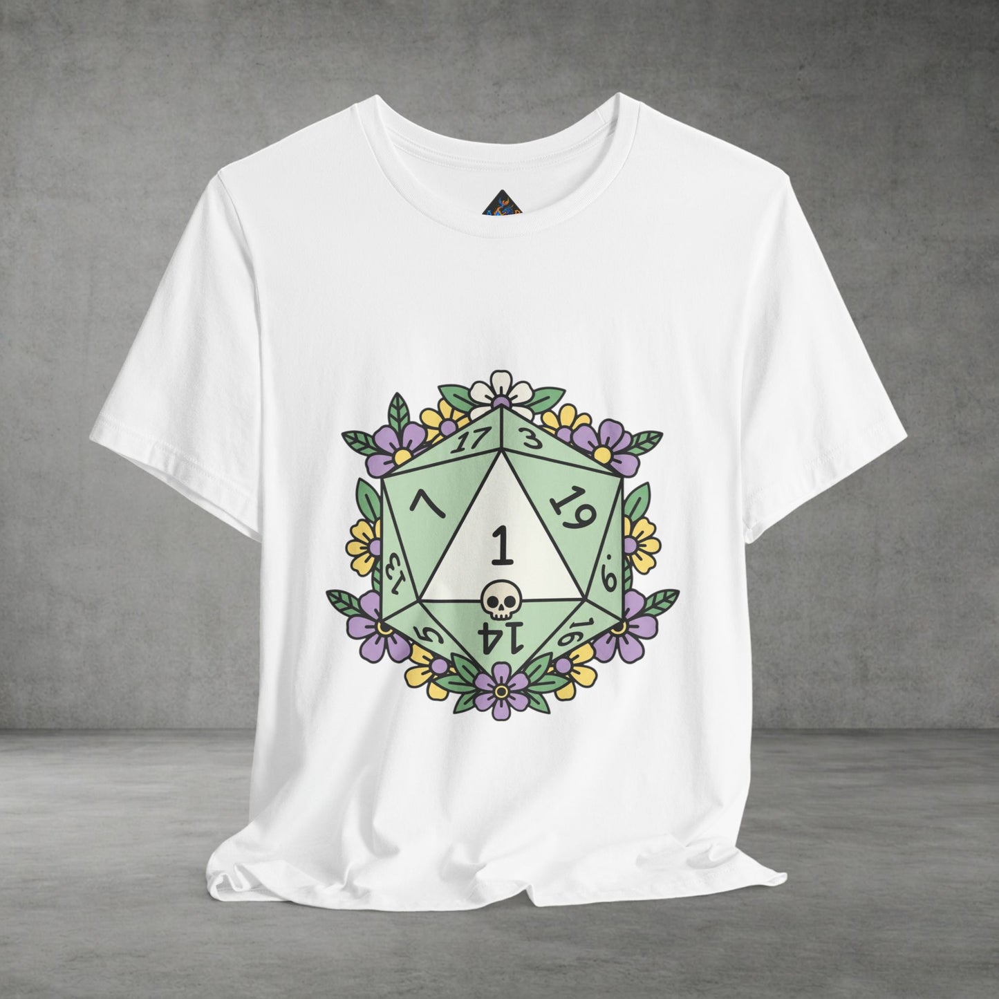 D20 Floral Dice Tee — Pastel RPG Gamer T-Shirt