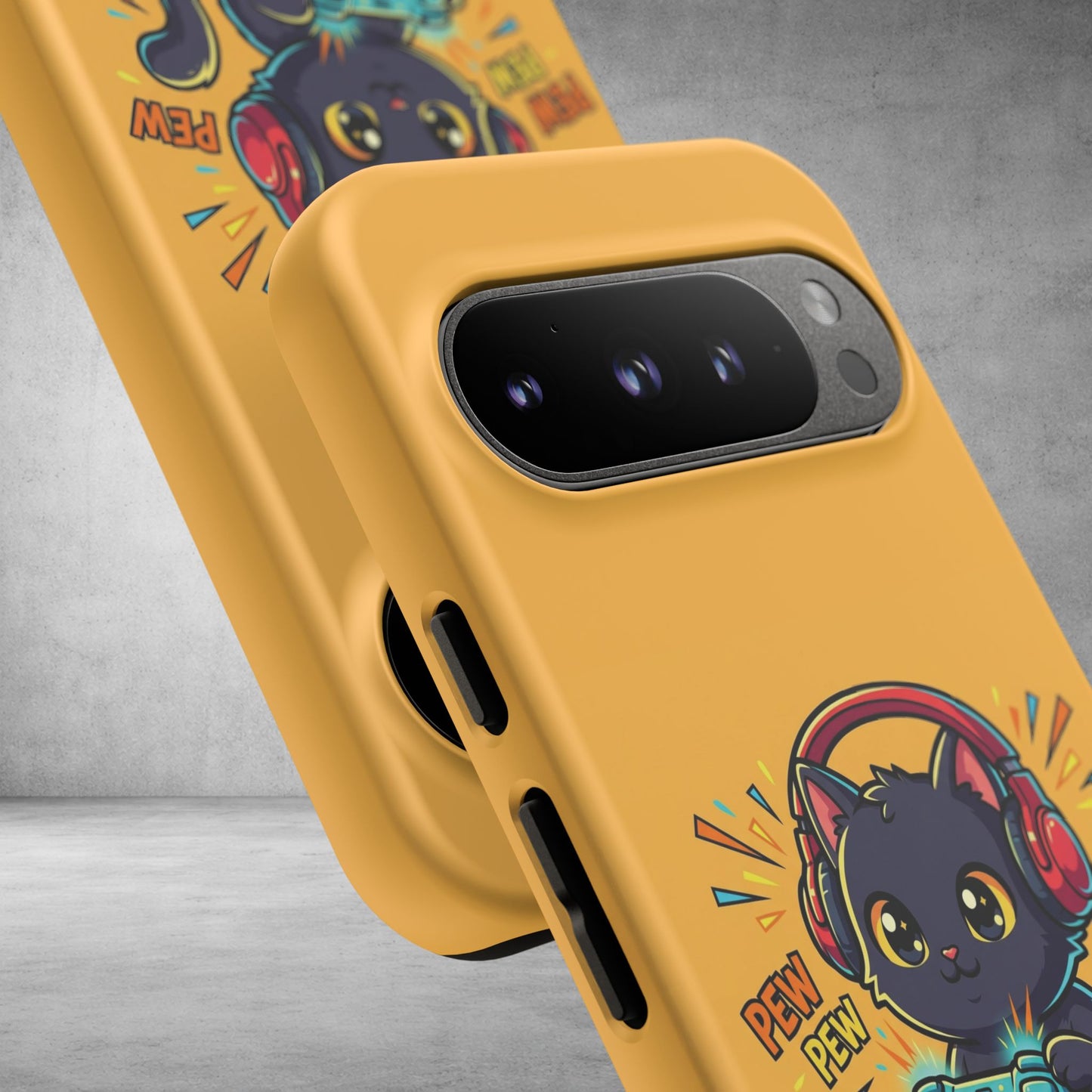 Cute Gamer Cat Phone Case - 'Pew Pew' Controller Design