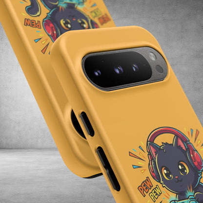 Cute Gamer Cat Phone Case - 'Pew Pew' Controller Design