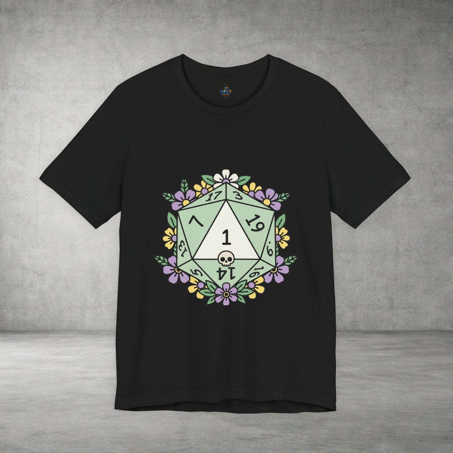 D20 Floral Dice Tee — Pastel RPG Gamer T-Shirt