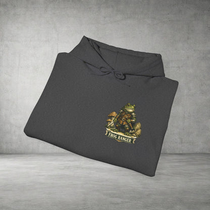 Adventure Frog Hoodie — Whimsical Forest Gnome Patch Sweatshirt