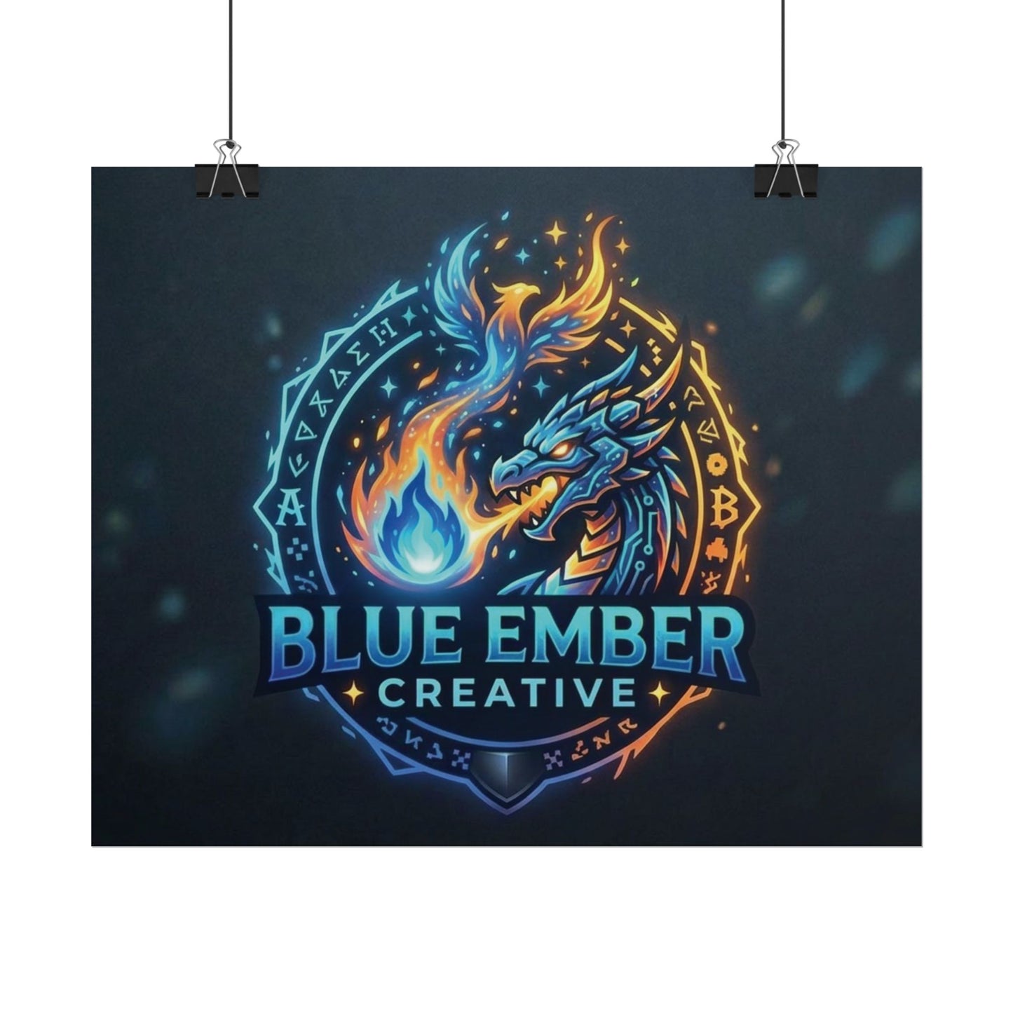 A Blue Ember Creative - Rolled Poster — Blue Ember Creative Dragon Logo Art