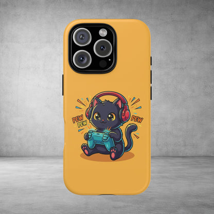Cute Gamer Cat Phone Case - 'Pew Pew' Controller Design