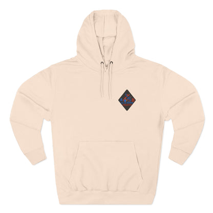 A Blue Ember Creative Geometric Diamond Hoodie — Small Chest Logo Pullover