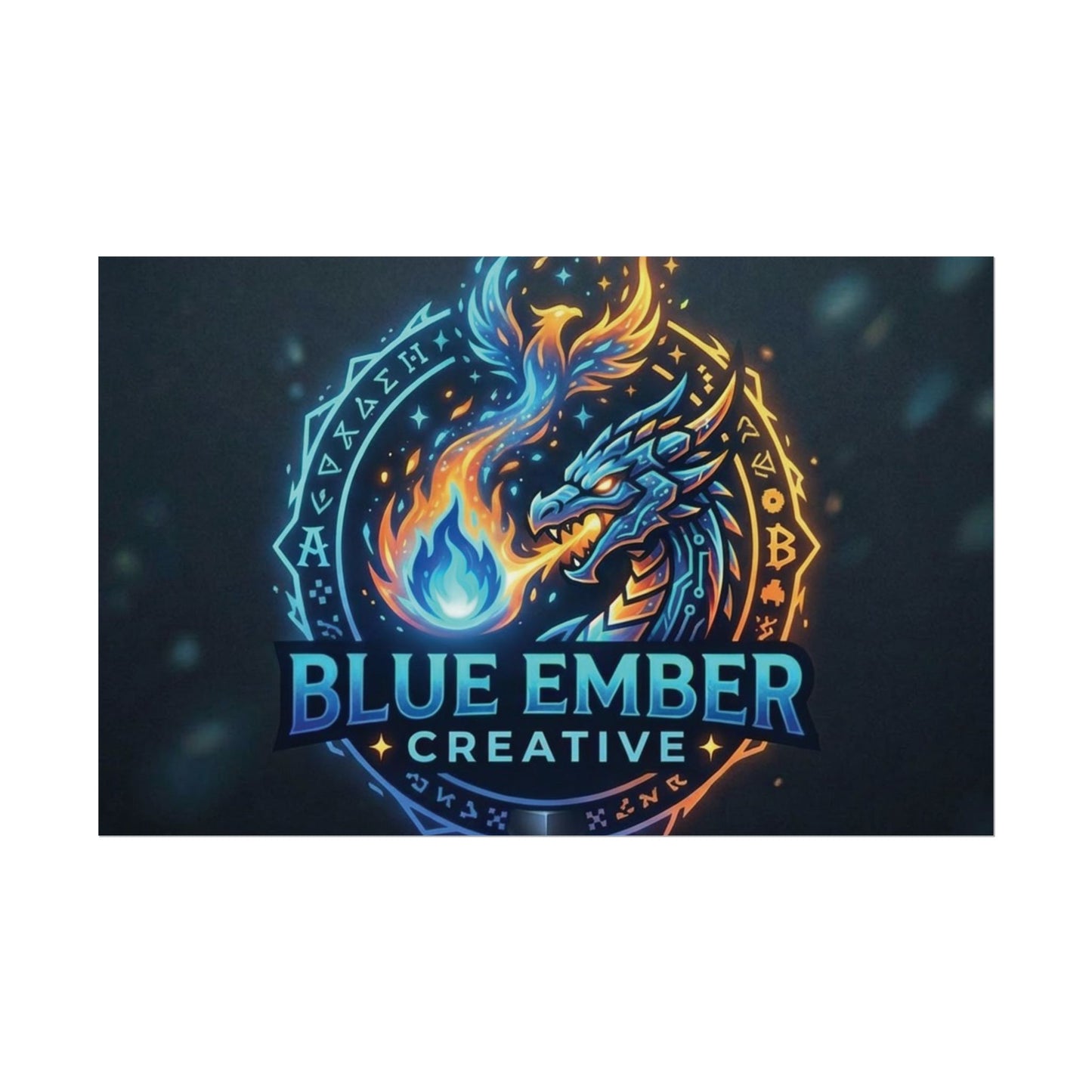 A Blue Ember Creative - Rolled Poster — Blue Ember Creative Dragon Logo Art