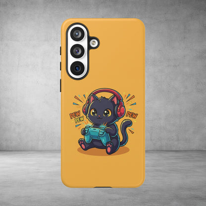 Cute Gamer Cat Phone Case - 'Pew Pew' Controller Design