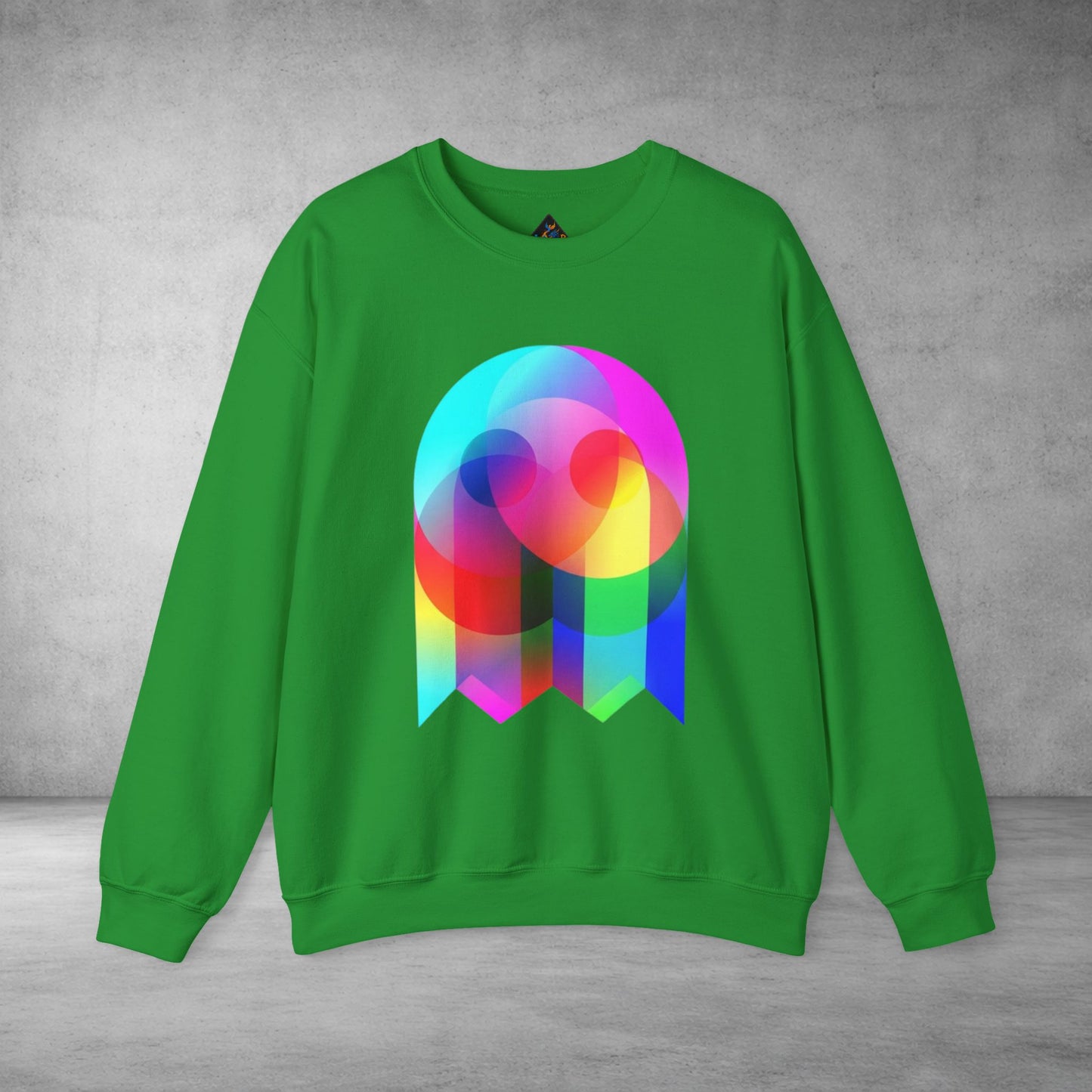 Crewneck Sweatshirt — Colourful Overlap Ghost Art Graphic