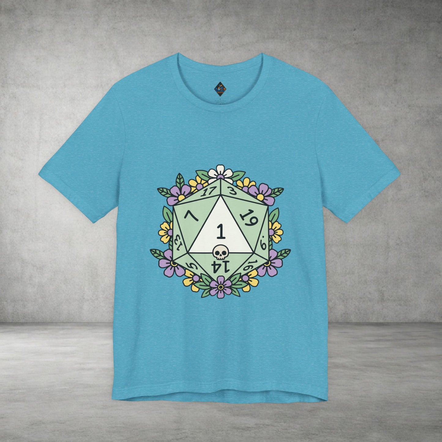 D20 Floral Dice Tee — Pastel RPG Gamer T-Shirt