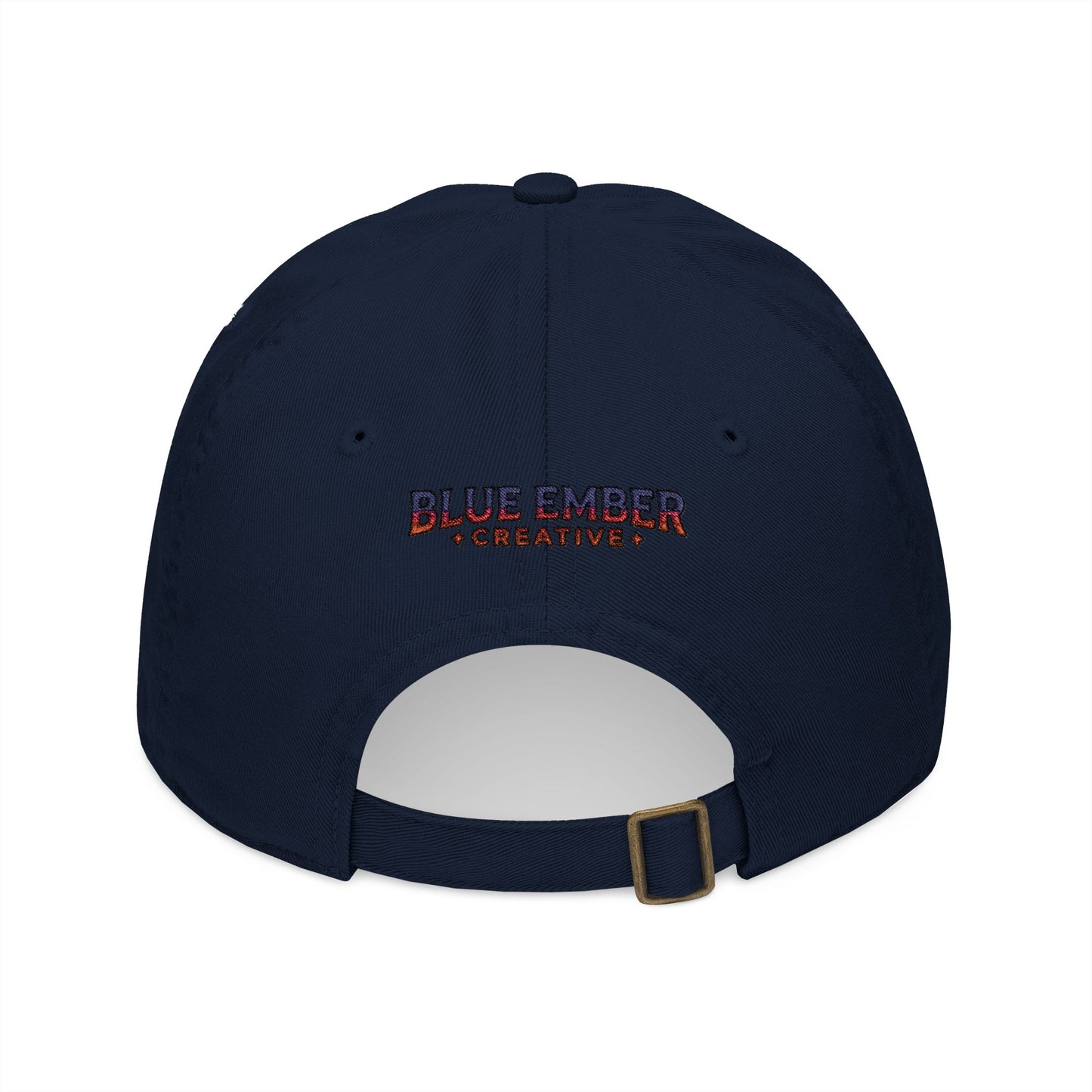A Blue Ember Creative - Embroidered Diamond Patch Baseball Cap — Organic Cotton, Rustic Campfire Design