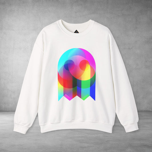 Crewneck Sweatshirt — Colourful Overlap Ghost Art Graphic