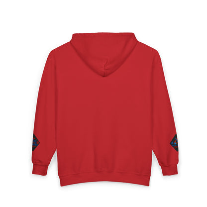 A Blue Ember Creative Diamond Zip Hoodie – Small Card Graphic