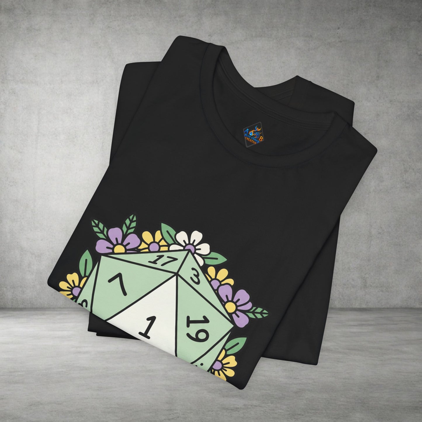 D20 Floral Dice Tee — Pastel RPG Gamer T-Shirt