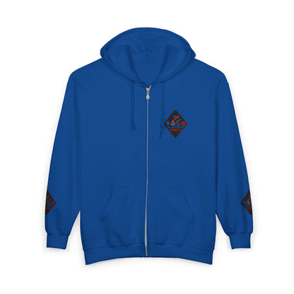 A Blue Ember Creative Diamond Zip Hoodie – Small Card Graphic