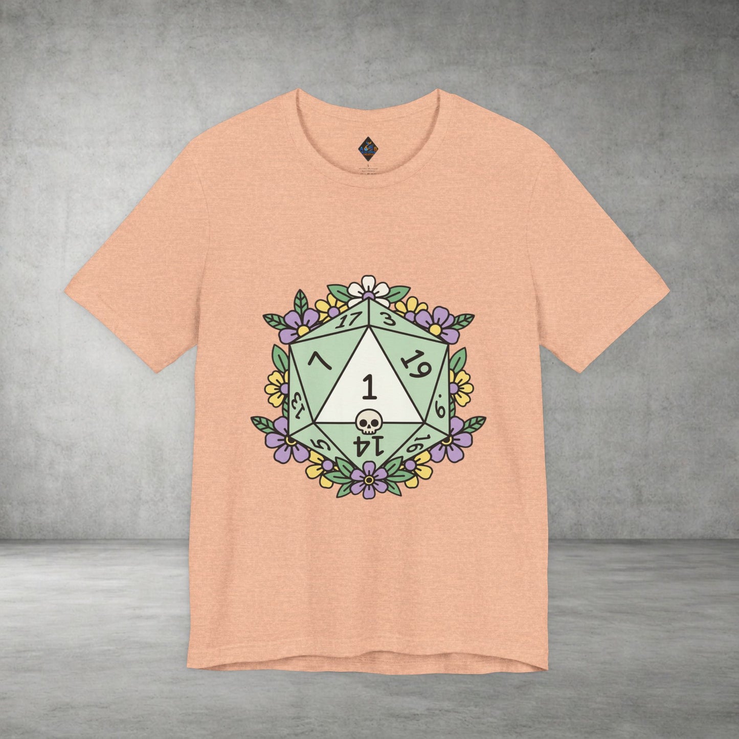 D20 Floral Dice Tee — Pastel RPG Gamer T-Shirt