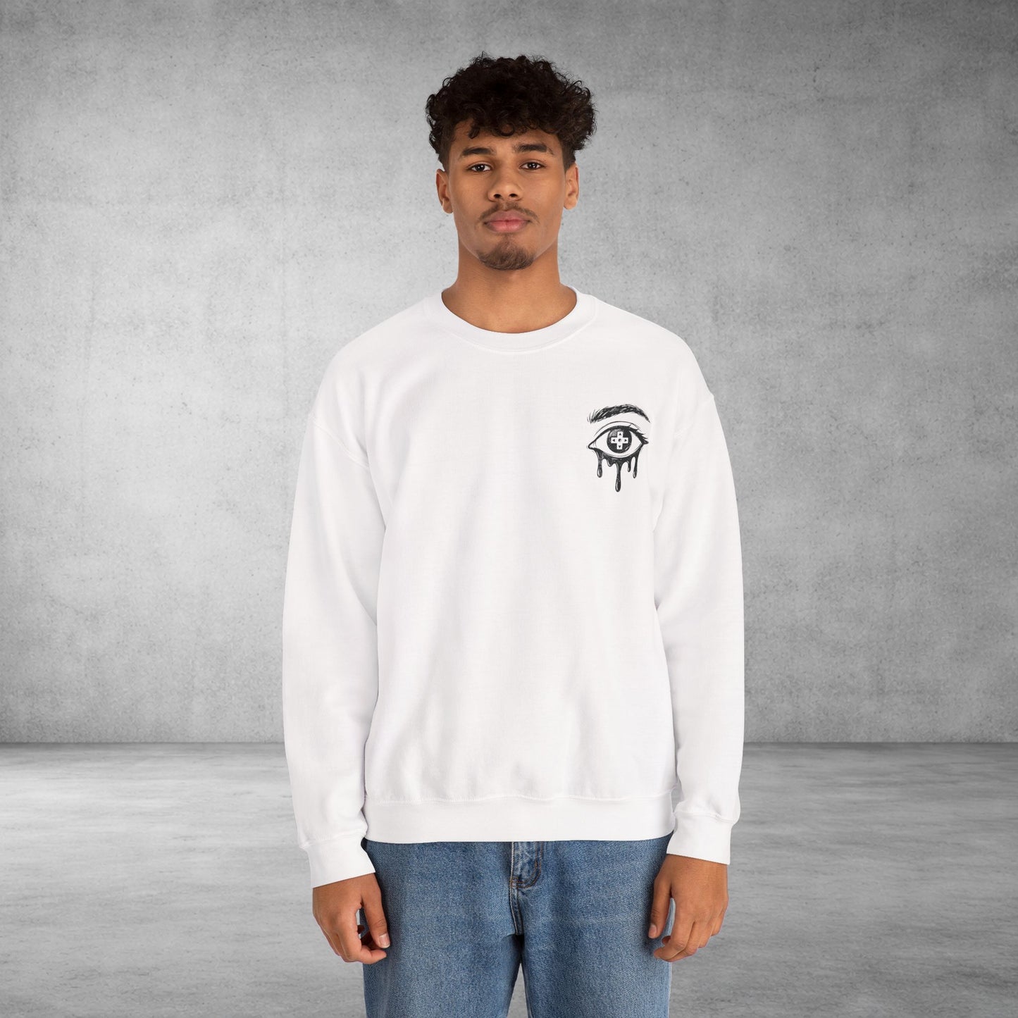Crewneck Sweatshirt — 'Wake Yo Game Up, Let’s Game' Dripping Eye Gamer Design