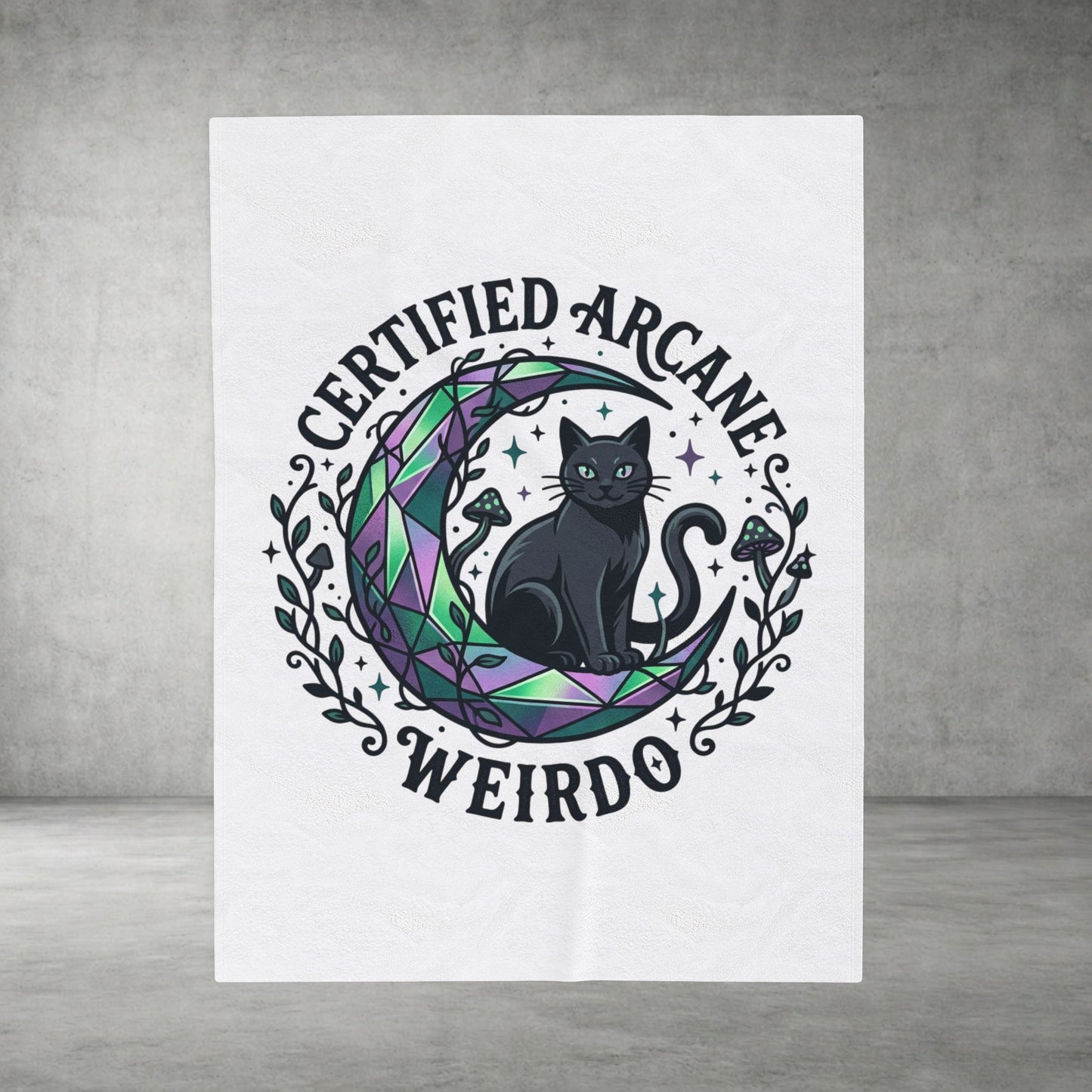 Certified Arcane Weirdo Velveteen Plush Blanket | witchy goblincore, celestial crystals