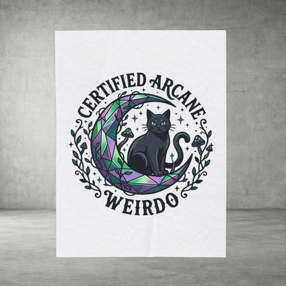 Certified Arcane Weirdo Velveteen Plush Blanket | witchy goblincore, celestial crystals