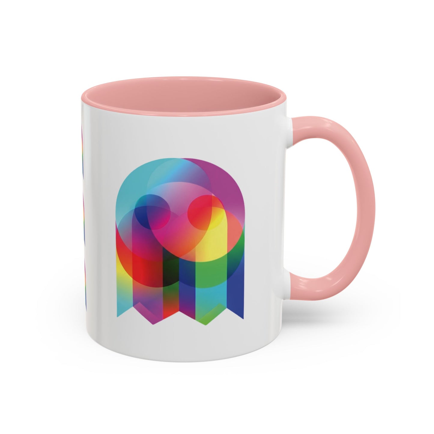 Rainbow Geometric Ghost Coffee Mug – Colorful Retro Pop Art Accent Mug (11/15oz)