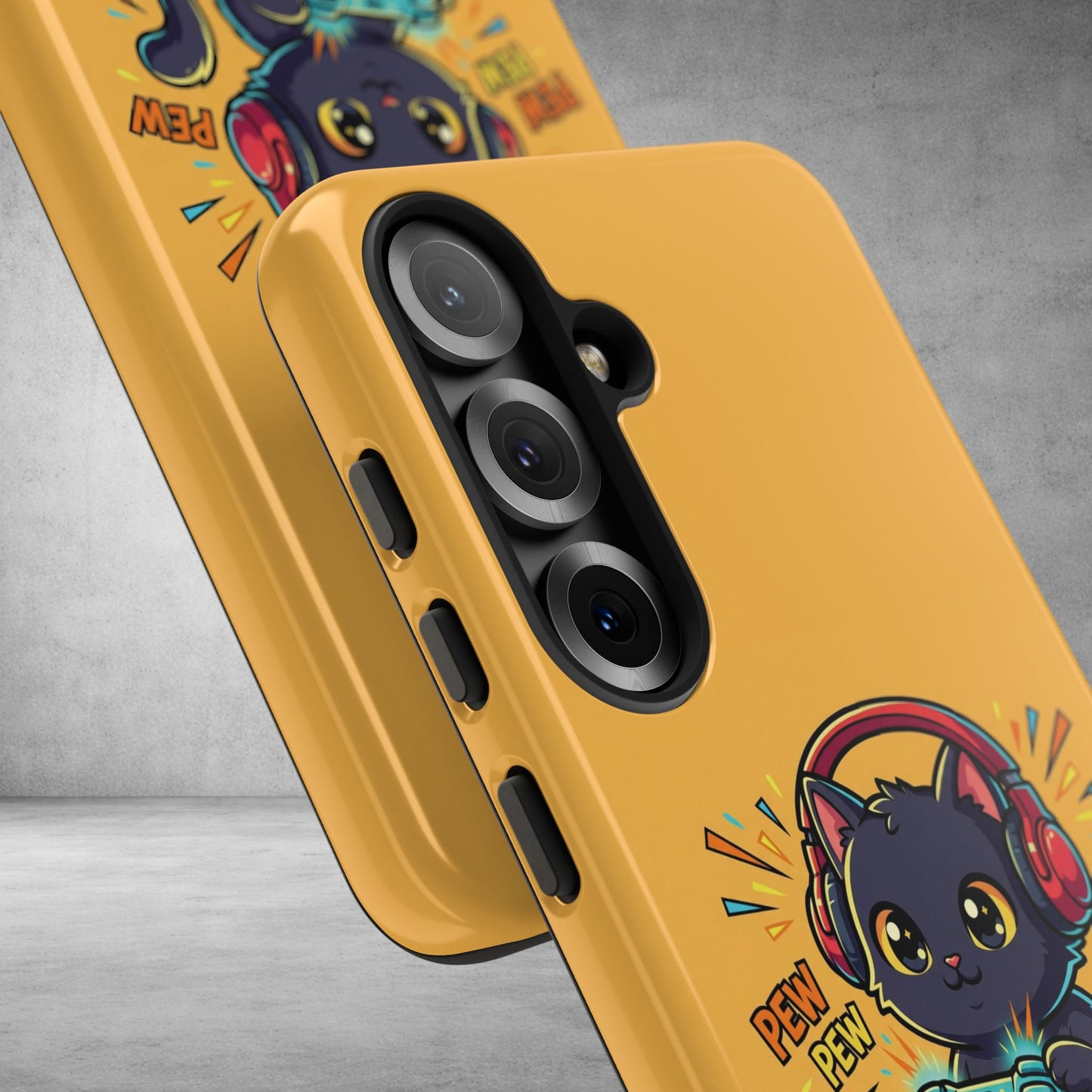 Cute Gamer Cat Phone Case - 'Pew Pew' Controller Design
