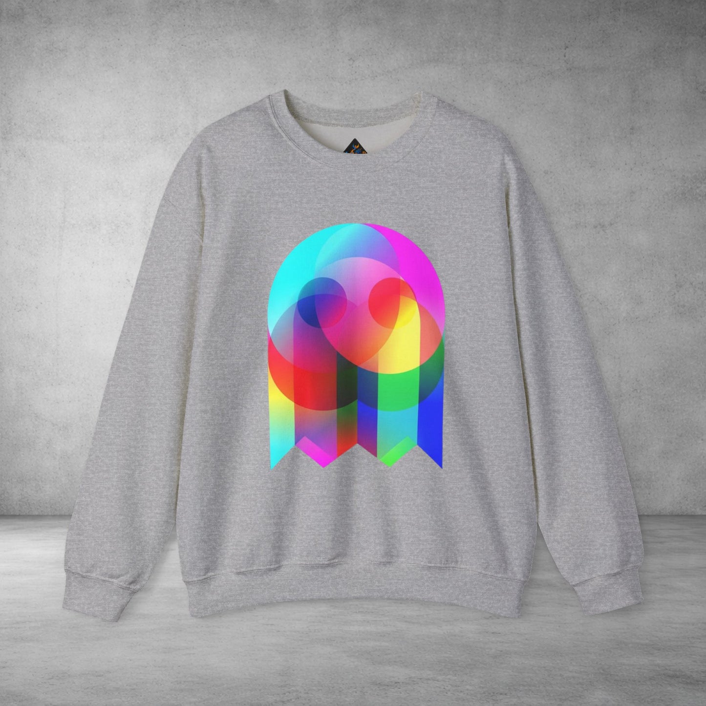 Crewneck Sweatshirt — Colourful Overlap Ghost Art Graphic