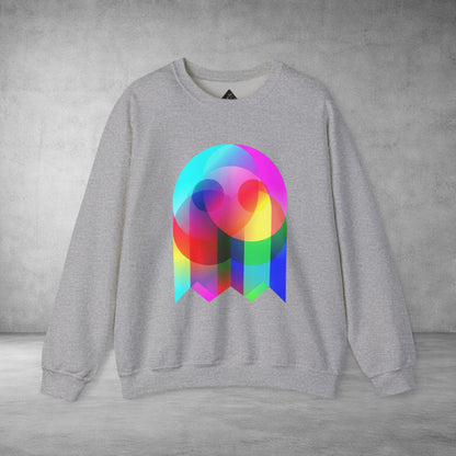 Crewneck Sweatshirt — Colourful Overlap Ghost Art Graphic