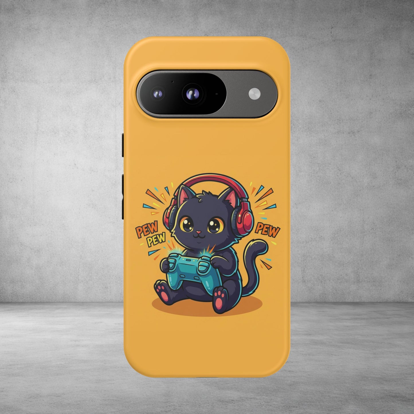 Cute Gamer Cat Phone Case - 'Pew Pew' Controller Design
