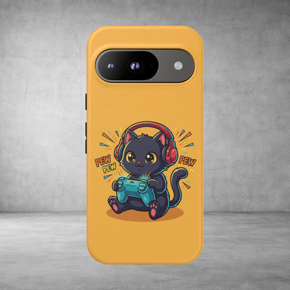 Cute Gamer Cat Phone Case - 'Pew Pew' Controller Design