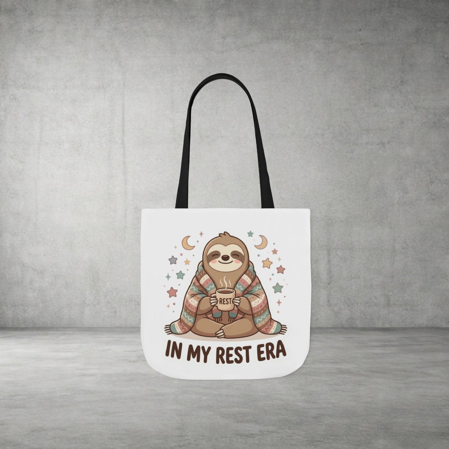 Tote Bag — 'In My Rest Era' Cute Sloth Canvas Tote for Cozy Self-Care Gifts