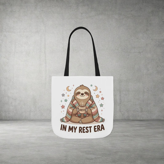 Tote Bag — 'In My Rest Era' Cute Sloth Canvas Tote for Cozy Self-Care Gifts