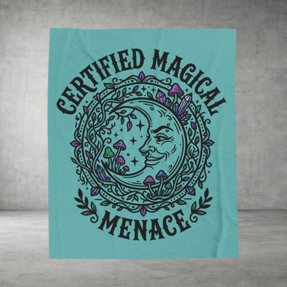 Certified Magical Menace Velveteen Blanket | witchy goblincore celestial vibes