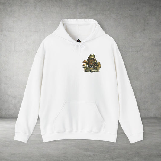 Adventure Frog Hoodie — Whimsical Forest Gnome Patch Sweatshirt