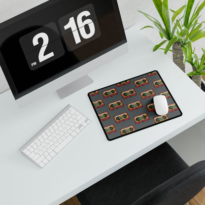 Retro Cassette Desk Mat — Vintage Mixtape Pattern Gaming/Office Desk Pad