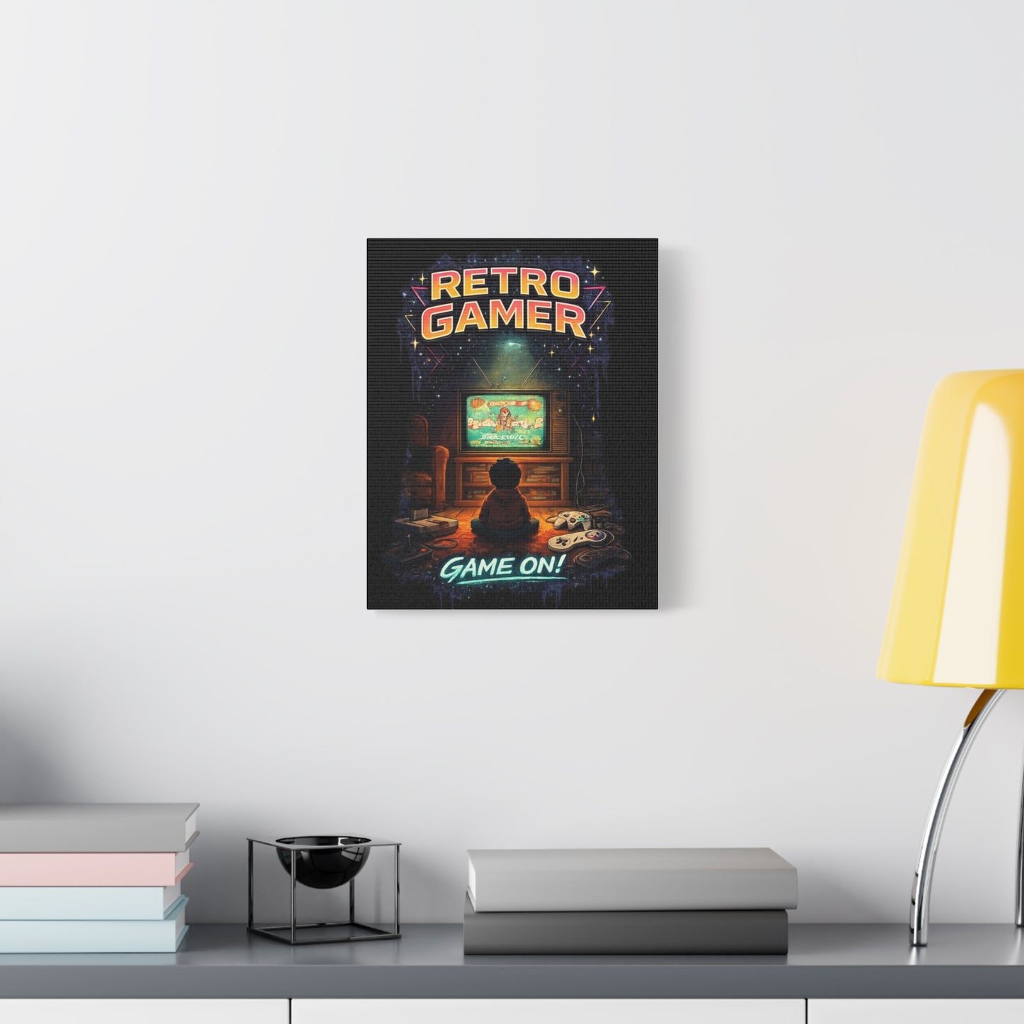 Retro Gamer Matte Canvas Wall Art — "Game On!" Vintage Video Game Poster