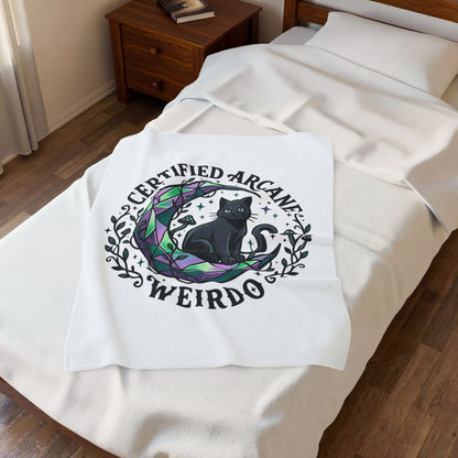 Certified Arcane Weirdo Velveteen Plush Blanket | witchy goblincore, celestial crystals
