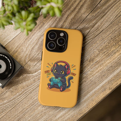 Cute Gamer Cat Phone Case - 'Pew Pew' Controller Design