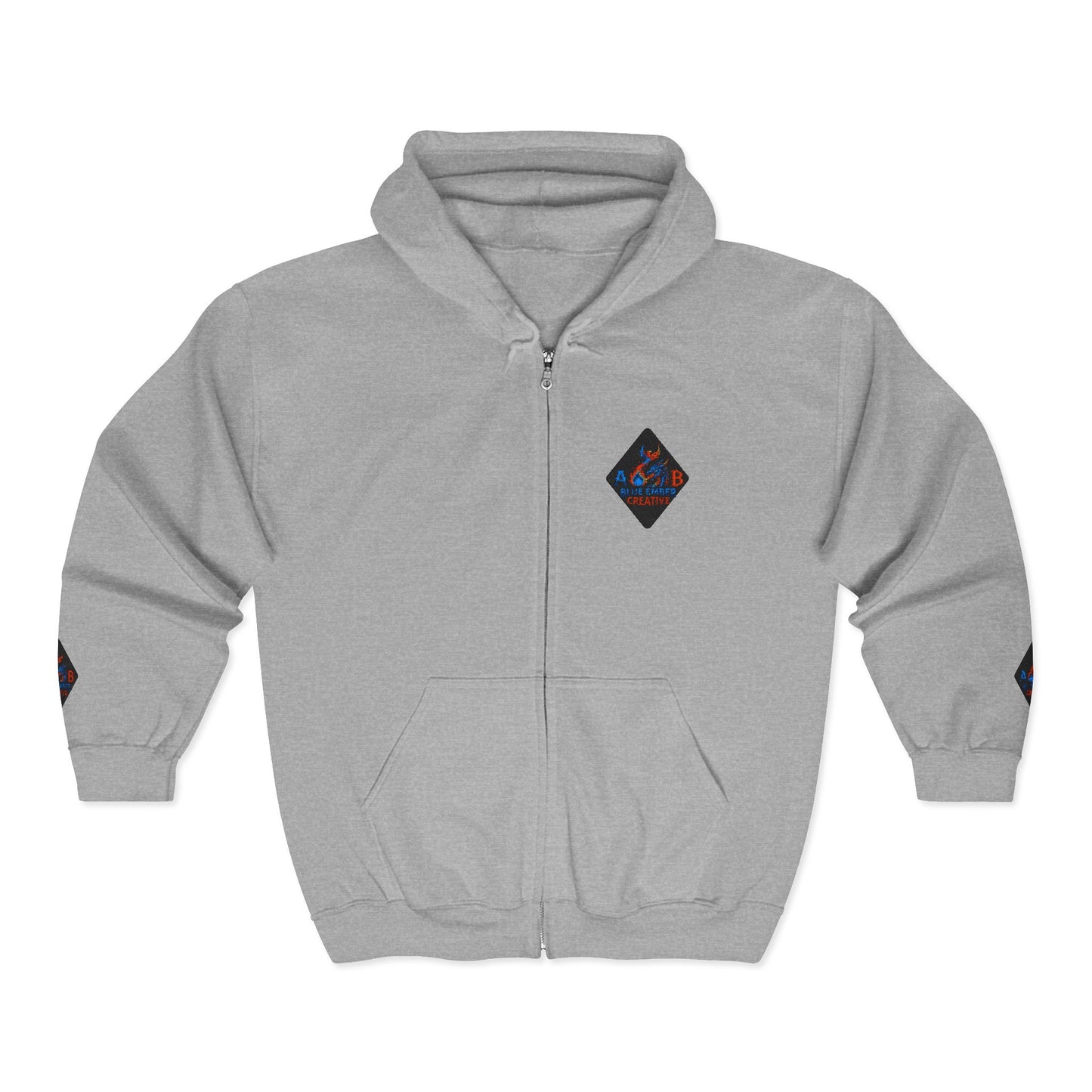 A Blue Ember Creative Diamond Zip Hoodie – Small Card Graphic