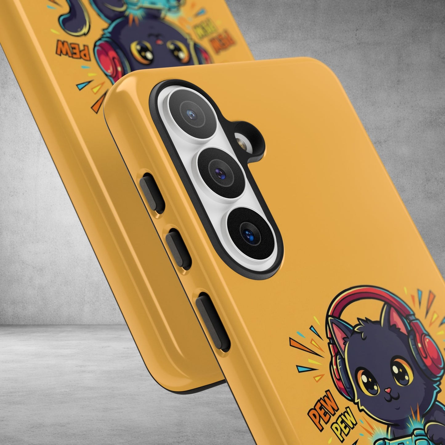 Cute Gamer Cat Phone Case - 'Pew Pew' Controller Design
