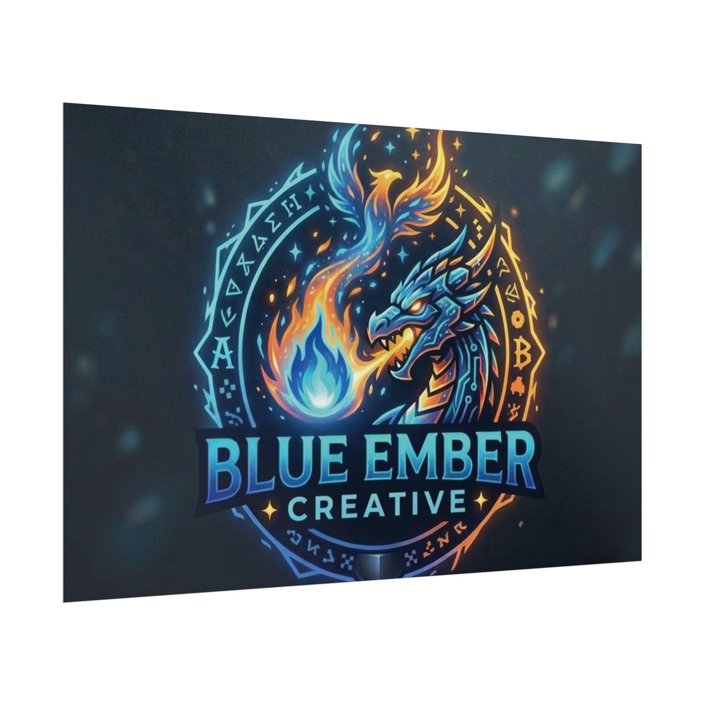 A Blue Ember Creative - Rolled Poster — Blue Ember Creative Dragon Logo Art