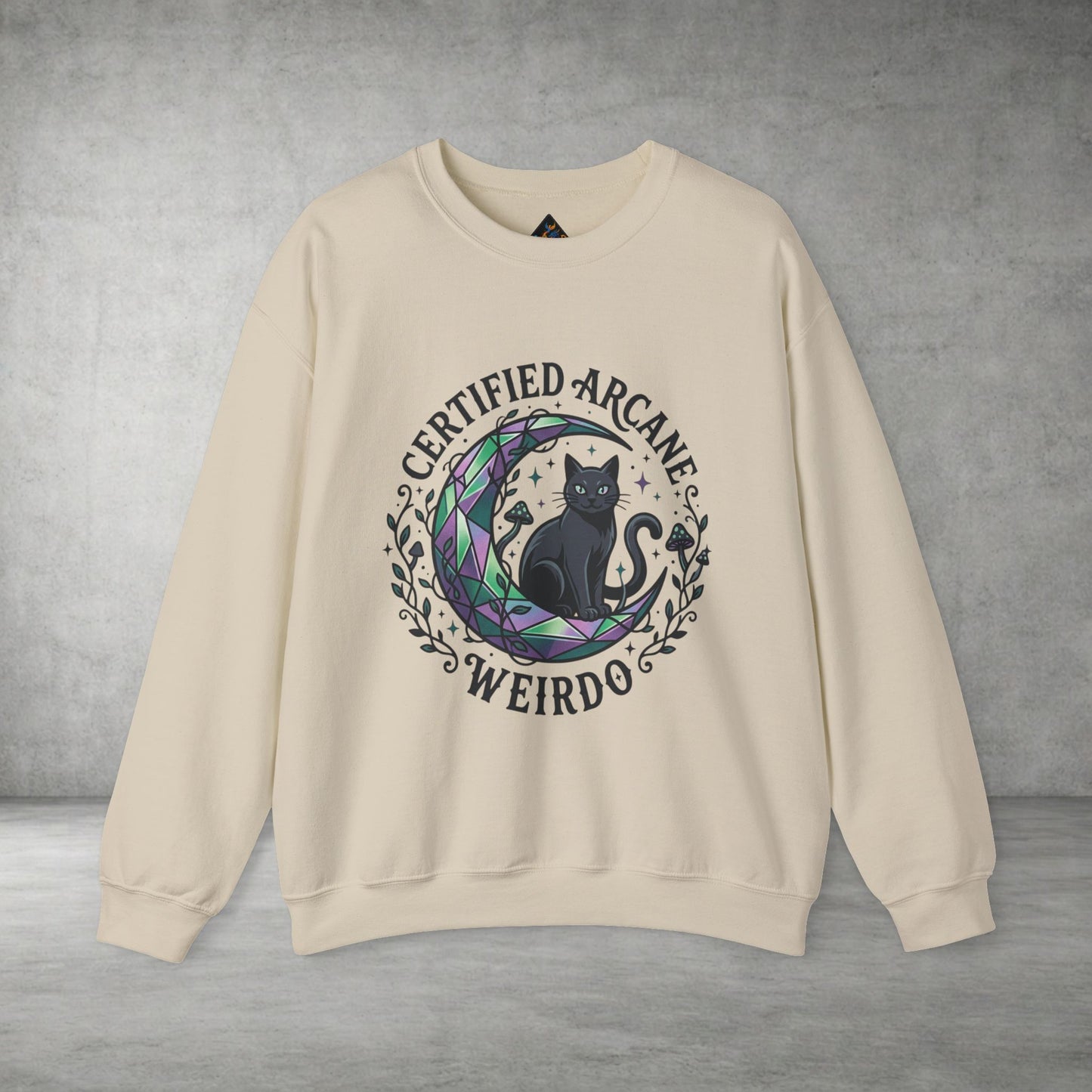 Certified Arcane Weirdo Crewneck Sweatshirt | witchy goblincore celestial