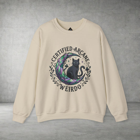 Certified Arcane Weirdo Crewneck Sweatshirt | witchy goblincore celestial