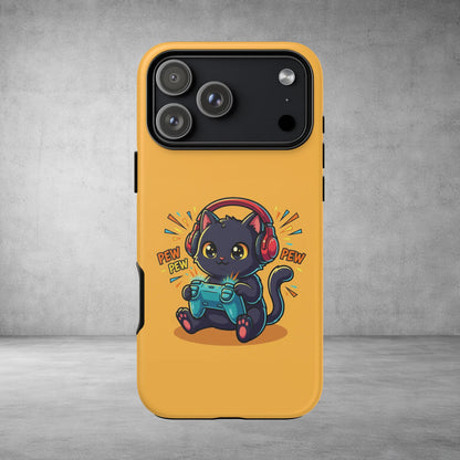 Cute Gamer Cat Phone Case - 'Pew Pew' Controller Design