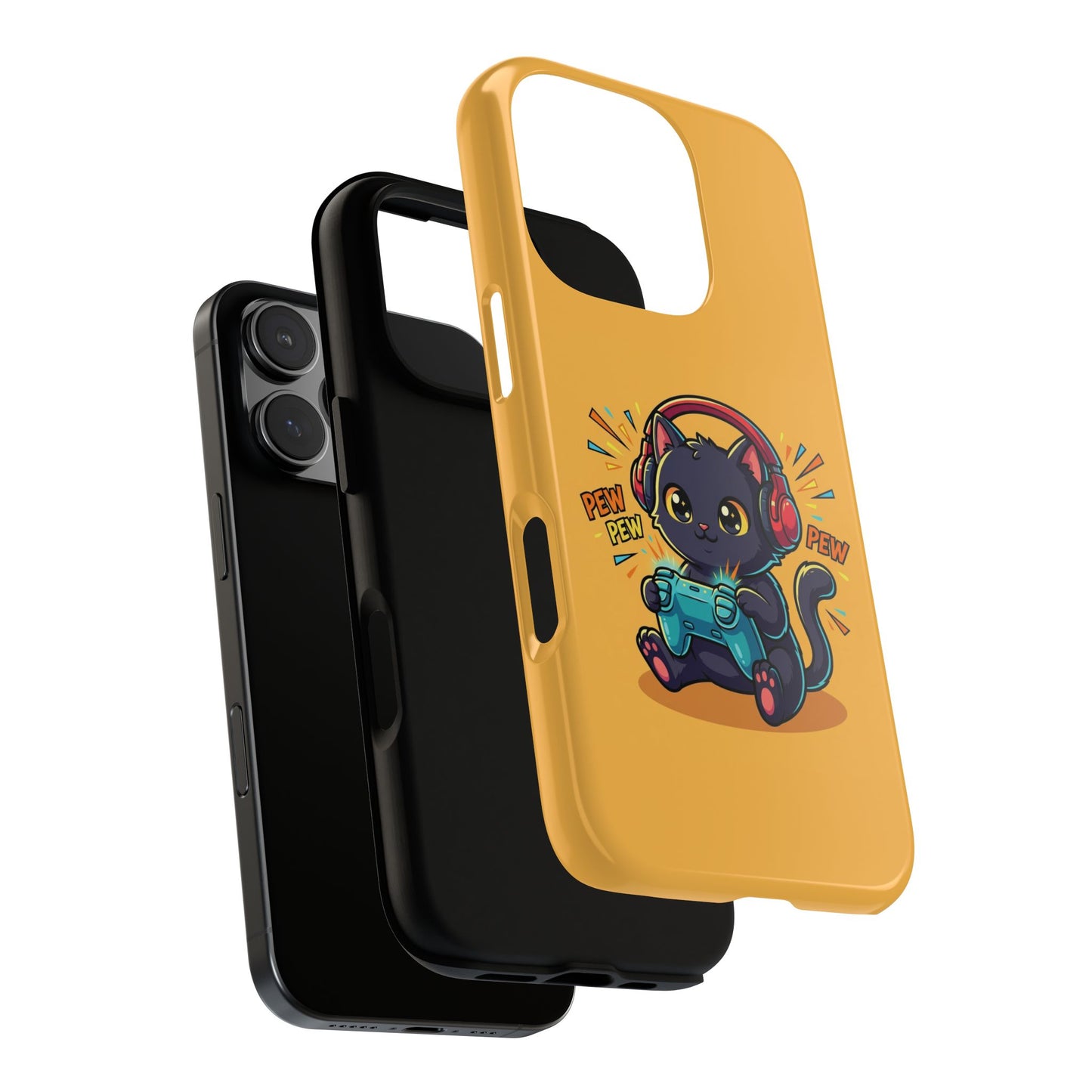 Cute Gamer Cat Phone Case - 'Pew Pew' Controller Design
