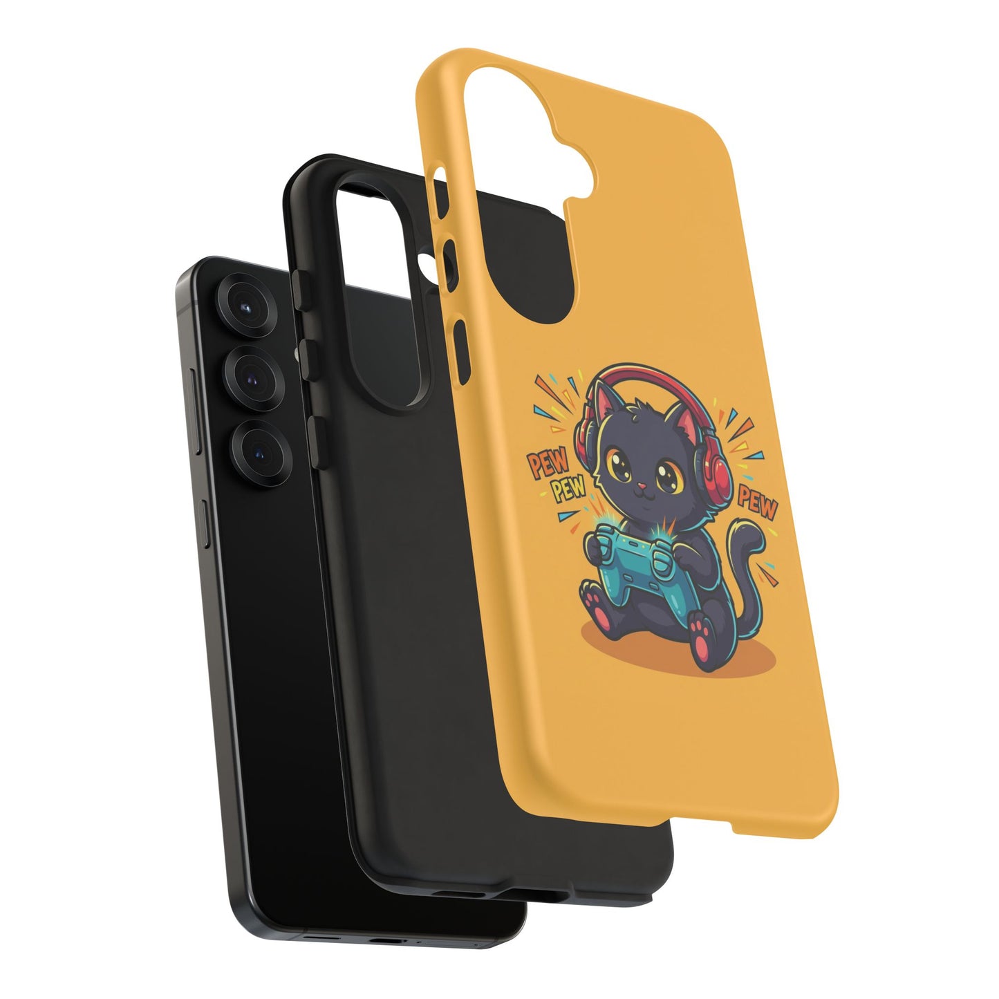 Cute Gamer Cat Phone Case - 'Pew Pew' Controller Design