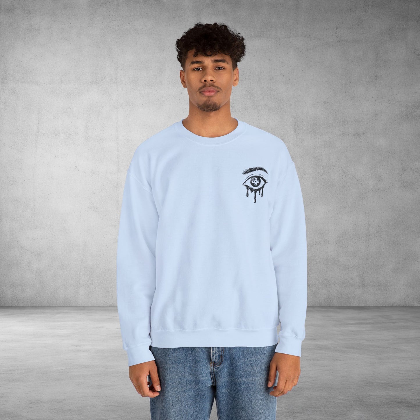 Crewneck Sweatshirt — 'Wake Yo Game Up, Let’s Game' Dripping Eye Gamer Design