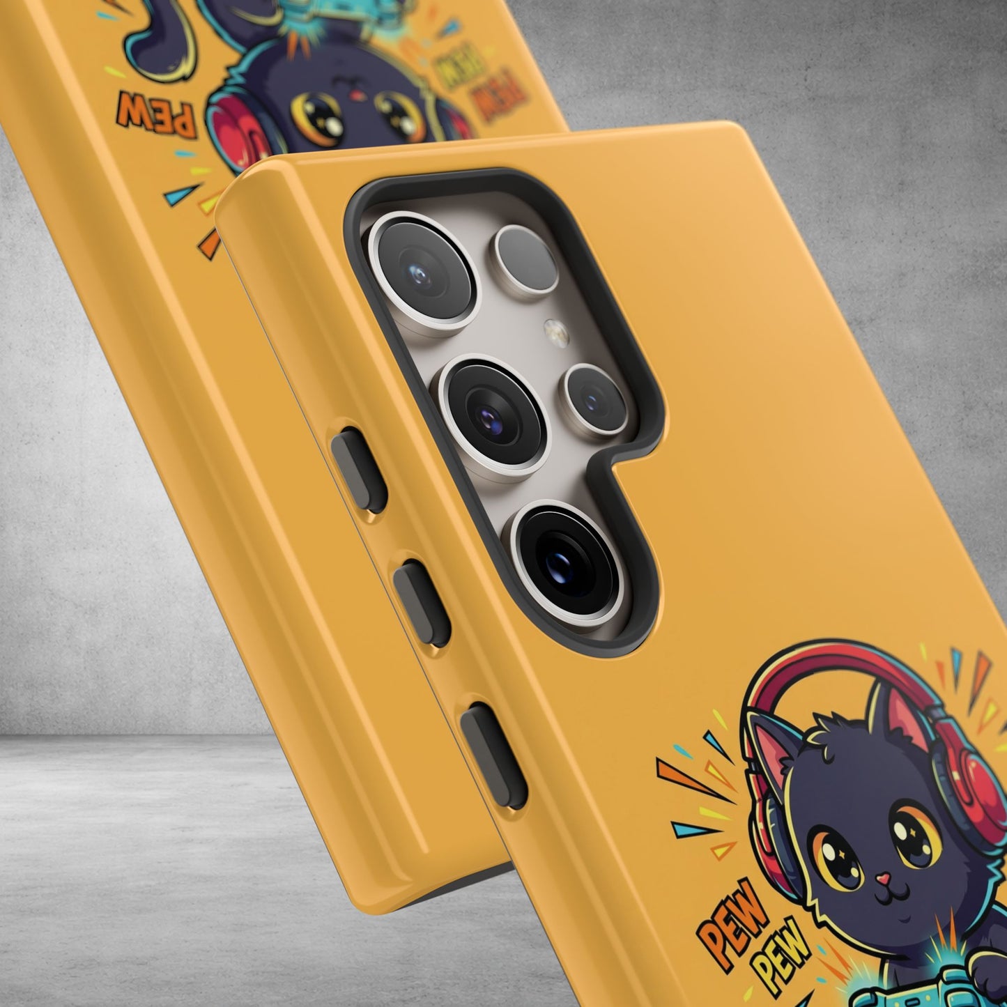 Cute Gamer Cat Phone Case - 'Pew Pew' Controller Design