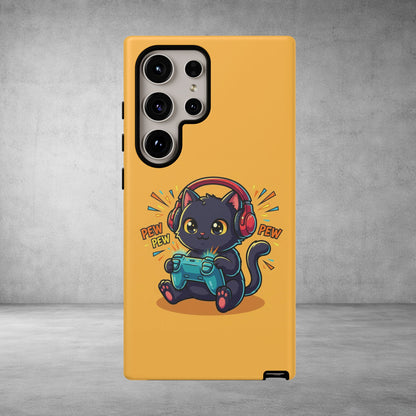 Cute Gamer Cat Phone Case - 'Pew Pew' Controller Design
