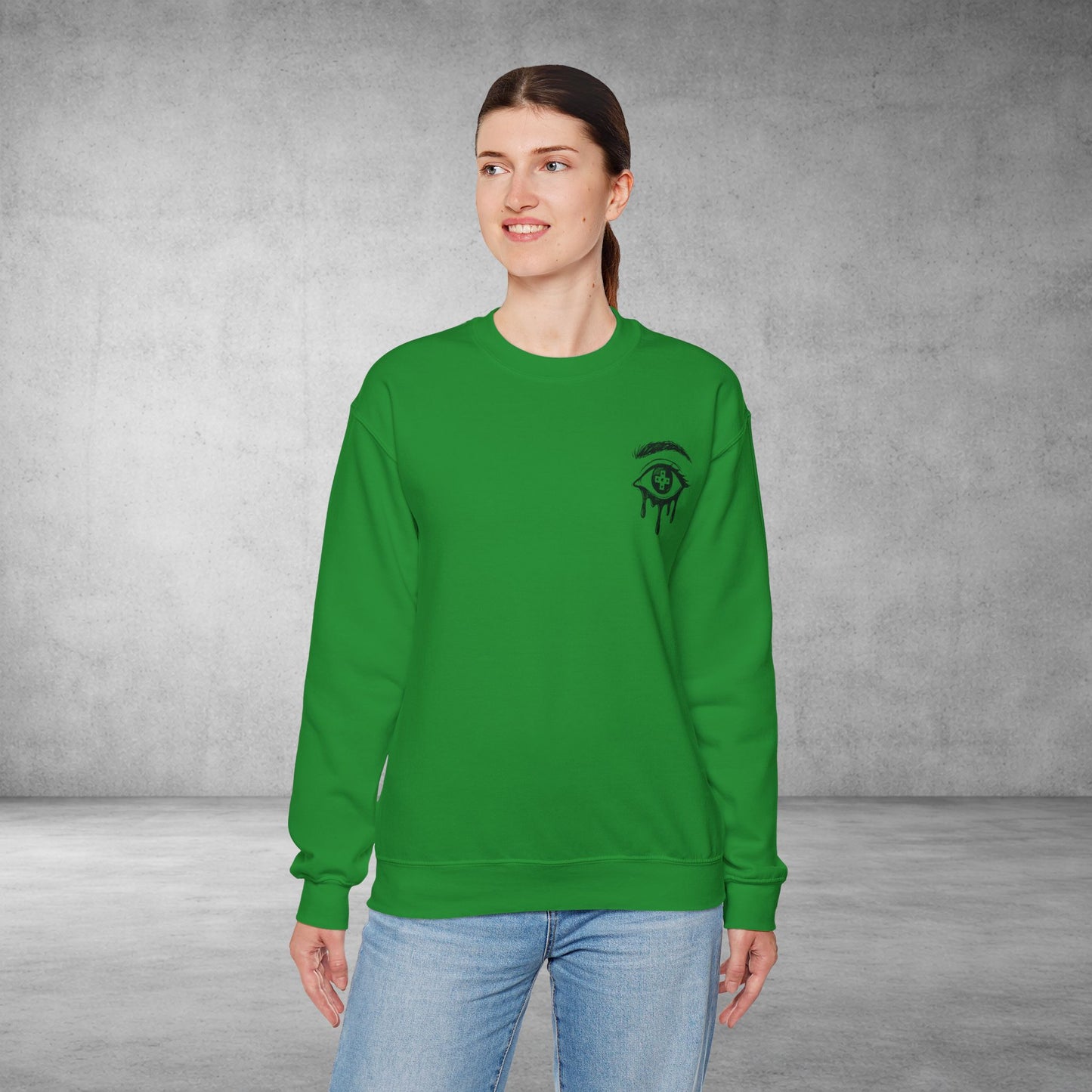 Crewneck Sweatshirt — 'Wake Yo Game Up, Let’s Game' Dripping Eye Gamer Design